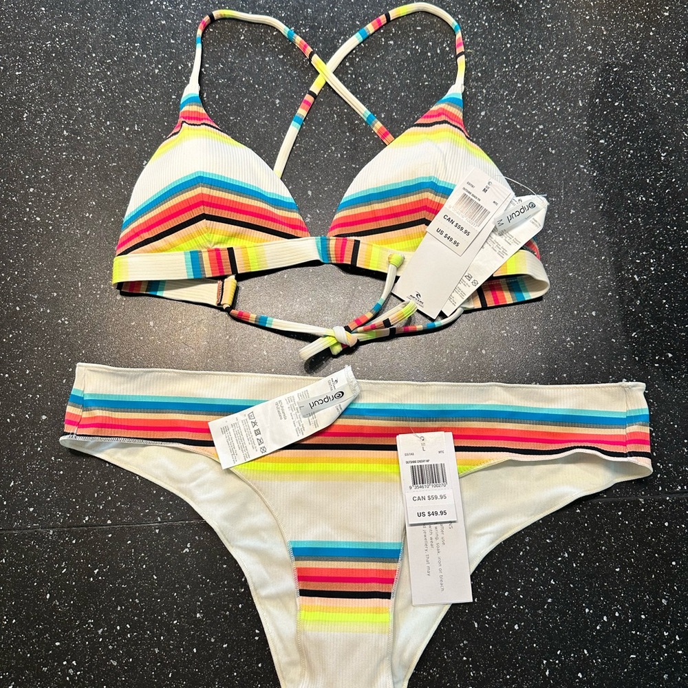 Rip Curl Multicolor Striped Bikini Set